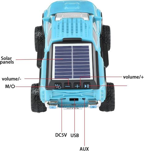 WS-697 Pickup Truck Bluetooth Replica Speaker-Solar Wireless Care مع مصابيح LED ، استريو TWS ، راديو FM ، تشغيل USB/TF ، مكالمة خالية من اليدين ، شحن النوع C ، الميكروفون (الأحمر) in Kuwait