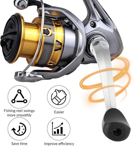 2PCS Fishing Reel Handle Crank Fishing Reel Handle Grip Replacement Fishings Reels Crank Rock Arm Wheel Grasp, Black in Saudi Arabia