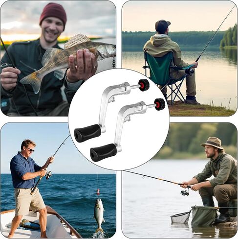 2PCS Fishing Reel Handle Crank Fishing Reel Handle Grip Replacement Fishings Reels Crank Rock Arm Wheel Grasp, Black in Saudi Arabia