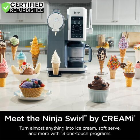 Ninja NC701 Creami Swirl 13-in-1 Soft Serve Dist Ice Cream Machine (متجدد) مع حزمة حماية محسّنة لمدة عامين CPS in Saudi Arabia