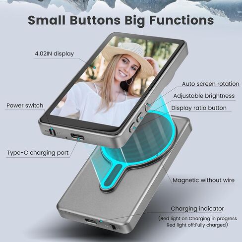 شاشة شاشة VLOG Selfie Monitor Selfie Magnetic ، التسجيل اللاسلكي 1080 بكسل ، شاشة Selfie Camera ذات الكاميرا الخلفية مع جهاز التحكم عن بُعد Bluetooth ، للبث المباشر الخاص in Saudi Arabia