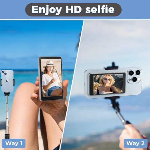 Selfie Monitor Screen iPhone & Android, Back Camera Monitor with Bluetooth Remote, Wireless Mirroring Recording, Magnetic Phone Vlog Selfie Screen for Vlogging Live Streaming TikTok (Grey) in Saudi Arabia