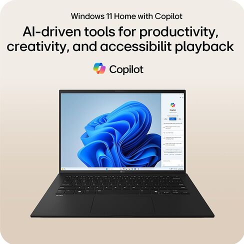 LG gram 14-inch Thin and Lightweight Laptop, Windows 11 Home, AI-Enabled Intel Evo Edition Powered by Intel Core Ultra7(Series 2) 255H Processor, 32GB RAM, 1TB SSD, Obsidian Black in Saudi Arabia