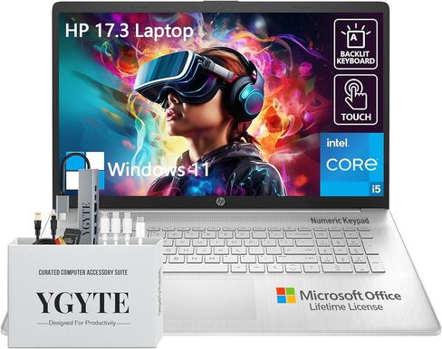 HP 17.3 Touchscreen Laptop Computer, 17 inch Laptop Touch Screen HD+, Intel Core i5 (10-Cores), Windows 11 Lifetime Office, Backlit Keyboard, 10-Key Number Pad, Fingerprint | 64GB RAM 2TB SSD in Saudi Arabia