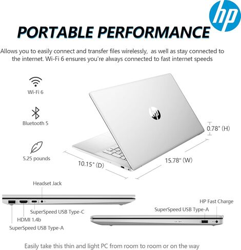 HP 17.3 Touchscreen Laptop Computer, 17 inch Laptop Touch Screen HD+, Intel Core i5 (10-Cores), Windows 11 Lifetime Office, Backlit Keyboard, 10-Key Number Pad, Fingerprint | 64GB RAM 2TB SSD in Saudi Arabia