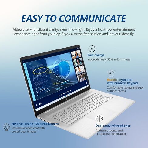 HP 17.3 Touchscreen Laptop Computer, 17 inch Laptop Touch Screen HD+, Intel Core i5 (10-Cores), Windows 11 Lifetime Office, Backlit Keyboard, 10-Key Number Pad, Fingerprint | 64GB RAM 2TB SSD in Saudi Arabia