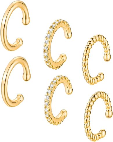 3Pcs Gold Silver Cuff Earrings for Women 14K Gold Plated Ear Cuffs for Girls Non Pierced Ear Clips Cartilage Earring Women Jewelry in Saudi Arabia
