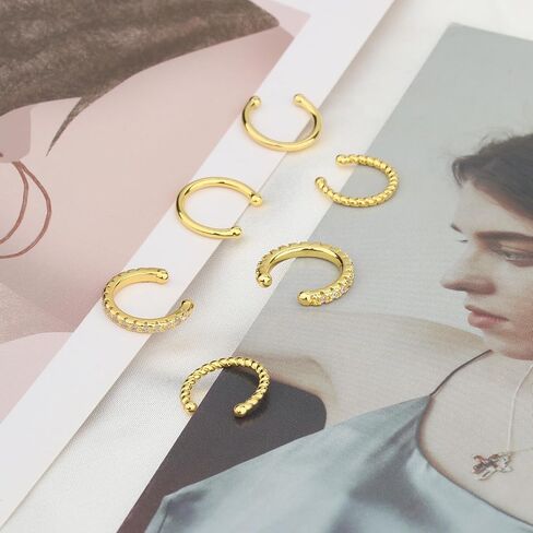 3Pcs Gold Silver Cuff Earrings for Women 14K Gold Plated Ear Cuffs for Girls Non Pierced Ear Clips Cartilage Earring Women Jewelry in Saudi Arabia