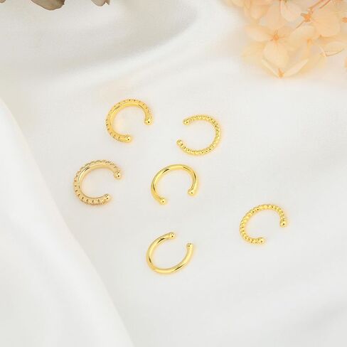 3Pcs Gold Silver Cuff Earrings for Women 14K Gold Plated Ear Cuffs for Girls Non Pierced Ear Clips Cartilage Earring Women Jewelry in Saudi Arabia
