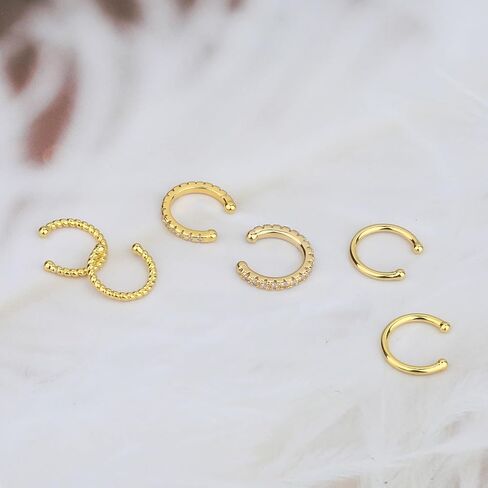 3Pcs Gold Silver Cuff Earrings for Women 14K Gold Plated Ear Cuffs for Girls Non Pierced Ear Clips Cartilage Earring Women Jewelry in Saudi Arabia
