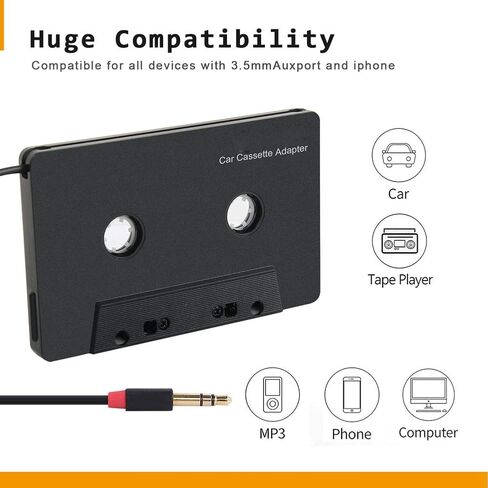 Car Cassette Adapter,Universal Car Audio Cassette to Aux Adapter Audio Cassette Player with 3.5mm Jack Stereo Audio Cassette Receiver in Saudi Arabia