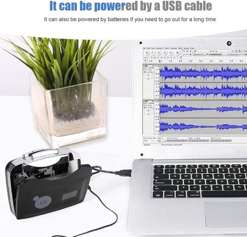 Zunate Cassette Player, Portable USB Tape Converter from Tapes to MP3 Converter Via USB, Audio Music Player Cassette Recorder Compatible with Laptops and Computers in Saudi Arabia