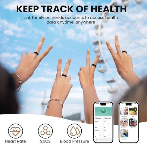 الحلقة الذكية للنساء للرجال ، تعقب صحة اللياقة البدنية المقاوم للماء ، معدل ضربات القلب ، شاشة أكسجين ضغط الدم ، خطوات النوم ، تعقب السعرات الحرارية ، حلقات النشاط المتوافقة مع iPhone و Android (13#) in Kuwait
