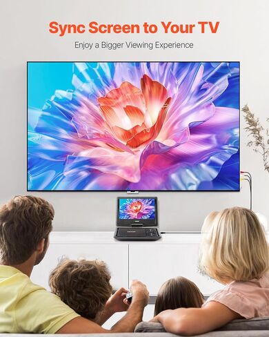 VEVOR 17.5 "مشغل DVD المحمول مع شاشة عرض دوارة عالية الدقة 15.6 بوصة ، 4.5-5 ساعات بطارية قابلة لإعادة الشحن ، مكبرات صوت مزدوجة ، دعم TV/USB/SD CARD/CD/DVD ، شاحن السيارة ، التحكم عن بُعد in Saudi Arabia