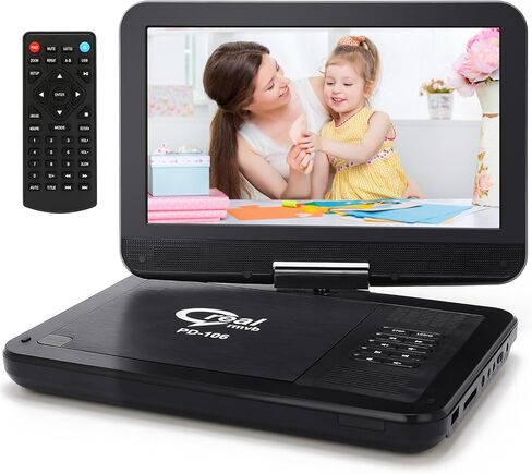 12.5 "مشغل أقراص DVD المحمولة للأطفال وسيارات مع 10.1" شاشة دوارة ، 4-6 ساعات من العمل ، مشغل أقراص DVD للسيارة مع مكبرات صوت مزدوجة ، التحكم عن بُعد ، دعم تلفزيون المزامنة ، المنطقة USB/SD/AV ((أسود) in Kuwait