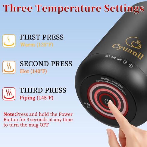 كوب القهوة المسخن مع وظيفة الإغلاق التلقائي ، والقدح في درجة حرارة التسخين الذاتي مع الغطاء والملعقة ، والقدح الذكية أكثر دفئا للقهوة ، و 3 بيئات درجات الحرارة ، والهدايا للرجال والنساء (أسود 12 أوقية) in Kuwait