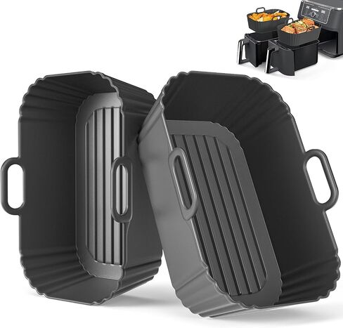 حزمة مقلاة الهواء السيليكون 2 ، قابلة لإعادة الاستخدام متوافقة مع Ninja Foodi DZ201 ، DZ401 ، DZ550 ، DZ302 ، Cosori 9QT ، Chefman ، Forn ، و 6-in-1 8-10QT Dual CATHERS in Kuwait