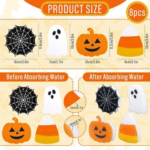 8pcs alloween المطبخ إسفنجات لطيف شبح القرع العنكبوت الذرة العنكبوت ويب غسل الإسفنجة غير خدش تنظيف الإسفنج لقضاء العطلة حمام المطبخ المنزل in Saudi Arabia
