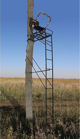 Muddy Boss Hawg 1.5 Deer Hunting Ladderstand ، 17 قدمًا 1 شخص يتسلق شجرة مع مقعد قطني ومنصة معدنية D-Force الموسعة D-Force in Saudi Arabia