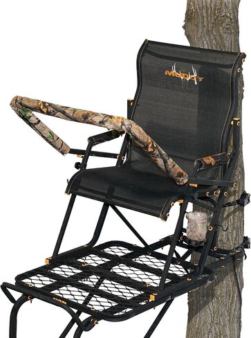 Muddy Boss Hawg 1.5 Deer Hunting Ladderstand ، 17 قدمًا 1 شخص يتسلق شجرة مع مقعد قطني ومنصة معدنية D-Force الموسعة D-Force in Saudi Arabia