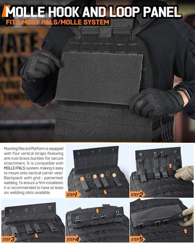 Molle Hook&Loop Panel, Mounting Placard Platform for Hook-Backing Pouch,Tactical Molle Attachment for Morale Patch and Backpack Accessories(10″x 6″, 1Pcs) in Kuwait