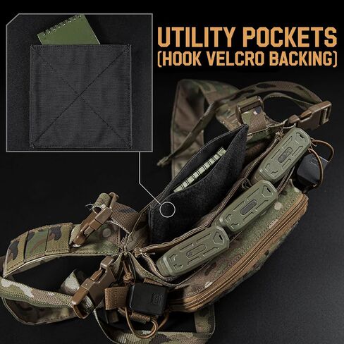 LIVANS Tactical Hook&Loop Pouch,EDC Admin Bag Insert Utility Storage Organizer Pocket for Chest Rig Backpack Accessories, Sleeve Expansion Pouches for Mini Notebook and Cellphone in Saudi Arabia