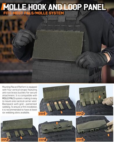 Molle Hook&Loop Panel, Mounting Placard Platform for Hook-Backing Pouch,Tactical Molle Attachment for Morale Patch and Backpack Accessories(10″x 6″, 1Pcs) in Kuwait