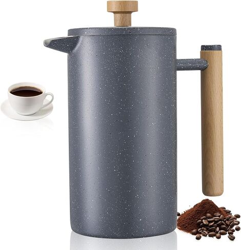 Vevor French Press Coffee Maker ، 51 أونصة 1.5 لتر من الصلب غير القابل للصدأ ، صانع شاي صانع شاي مع مرشح ، جدار كبير مزدوج معزول الفرنسية المشروب البارد للتخييم المطبخ منزل السفر ، والفضة in Kuwait