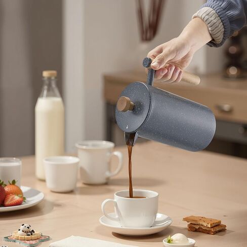 Vevor French Press Coffee Maker ، 51 أونصة 1.5 لتر من الصلب غير القابل للصدأ ، صانع شاي صانع شاي مع مرشح ، جدار كبير مزدوج معزول الفرنسية المشروب البارد للتخييم المطبخ منزل السفر ، والفضة in Kuwait