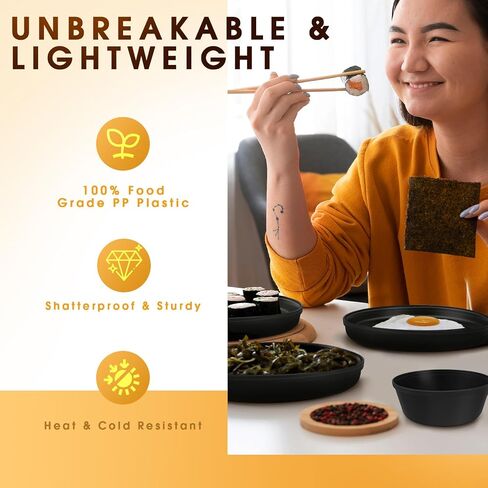 Plastic Dinnerware Sets – Brown Plastic Plates, 40-Piece Reusable Dishes Set for 8 with Cups, Forks, Knives and Spoons, Unbreakable Plates and Bowls for Camping, Outdoor Use in Saudi Arabia