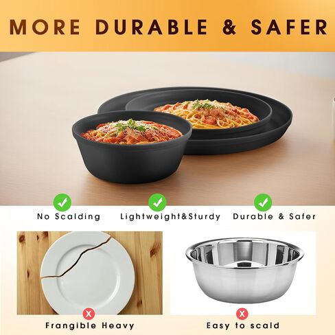 Plastic Dinnerware Sets – Brown Plastic Plates, 40-Piece Reusable Dishes Set for 8 with Cups, Forks, Knives and Spoons, Unbreakable Plates and Bowls for Camping, Outdoor Use in Saudi Arabia