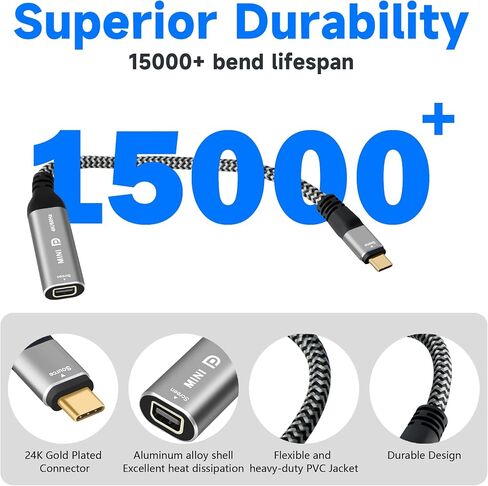 4K USB C to Mini DisplayPort Adapter, USB Type-C Male (Source) to Mini DP Female (Screen) Connector 4K@60Hz for iPhone16 Series, MacBook Pro, Air, iPad Pro in Kuwait