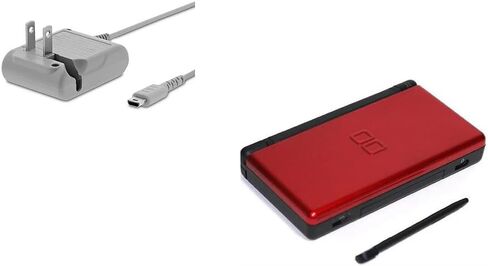 Nintendo DS Lite Console - Crimson/Black - نظام الألعاب المحمولة - تم اختباره بالكامل - يشمل الشاحن - المرح الكلاسيكي المحمول لجميع الأعمار (متجددة) in Saudi Arabia