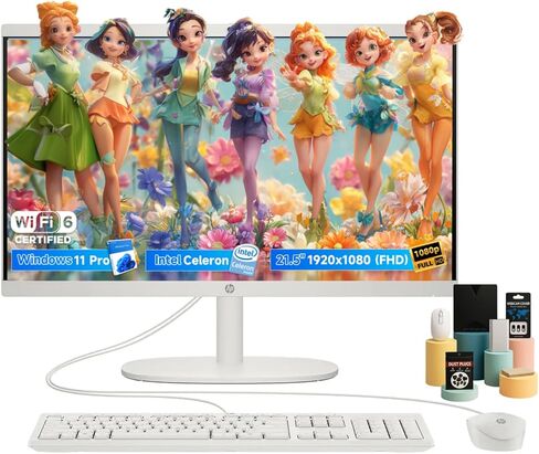 HP 21.5 "الكمبيوتر المكتبي All-In-One-شاشة FHD المضادة للشفقة ، معالج Intel Celeron J4025 ، Windows 11 Pro ، Wi-Fi 6 (32 جيجا بايت ذاكرة الوصول العشوائي ، 1 تيرابايت SSD) in Saudi Arabia