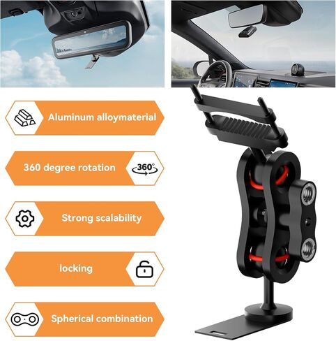 Radar Detector Mount, Aluminum Rearview Mirror Rod Radar Bracket, Suitable for Uniden Radar Model in Saudi Arabia
