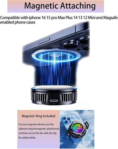 تبريد الهاتف الخليوي تبريده للألعاب ، وبرودة مروحة تبريد الهاتف لجهاز iPhone/iPad للحفاظ على روعة الهاتف ، ومغناطيسي للهاتف المبرد مع RGB LED لسلسلة iPhone Magsafe/Samsung/Android in Kuwait