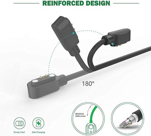 متوافق مع شاحن Huakua Smart Watches ، Cable Dock Cable USB متوافق مع Huakua D3 ، H2 ، S2 Smart Watches (Black+Black ، Type A-4mm Charger) in Saudi Arabia