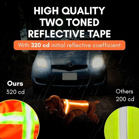 Reflective Dog Vest – Fluorescent Orange | High-Visibility, Water-Resistant Safety Jacket with Adjustable Fit for Day & Night Walks, Hiking, Hunting, and Outdoor Use (Large) in Saudi Arabia