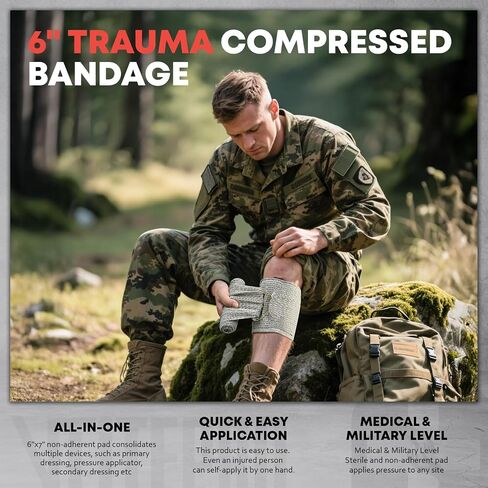 Advanced Trauma First Aid Kit - Emergency Camping Gear with Tourniquet Kit, Compression Bandage, 36" Splint | Portable Survival Gear for Outdoor, Home, Camping- Gift for Husband Dad and Wife-Black in Saudi Arabia