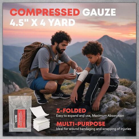 Advanced Trauma First Aid Kit - Emergency Camping Gear with Tourniquet Kit, Compression Bandage, 36" Splint | Portable Survival Gear for Outdoor, Home, Camping- Gift for Husband Dad and Wife-Black in Saudi Arabia
