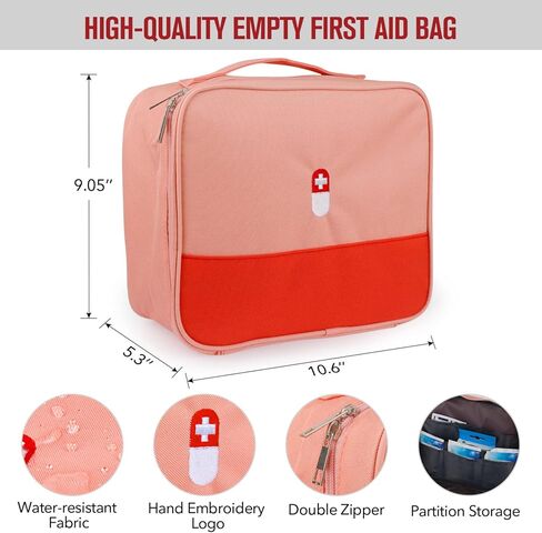 First Aid Bag, Empty Medical Supplies Organizer Bag Trauma Kit for Traveling Hiking Camping Backpacking Cycling, Pink in Saudi Arabia