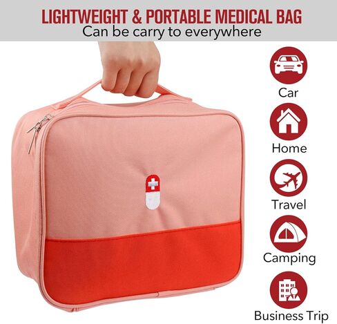 First Aid Bag, Empty Medical Supplies Organizer Bag Trauma Kit for Traveling Hiking Camping Backpacking Cycling, Pink in Saudi Arabia