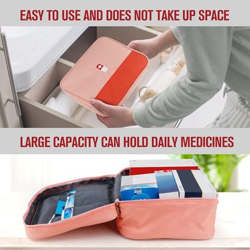 First Aid Bag, Empty Medical Supplies Organizer Bag Trauma Kit for Traveling Hiking Camping Backpacking Cycling, Pink in Saudi Arabia