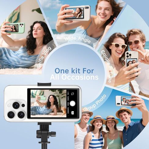 Yatao Back Camera Selfie Monitor for iPhone & Android | شاشة مراقبة Selfie Vlog مع بطارية كبيرة ، والتحكم في Bluetooth ، لا يوجد تأخير الصوت ، لمشاركي محتوى YouTube/Tiktok ، دفق مباشر in Kuwait