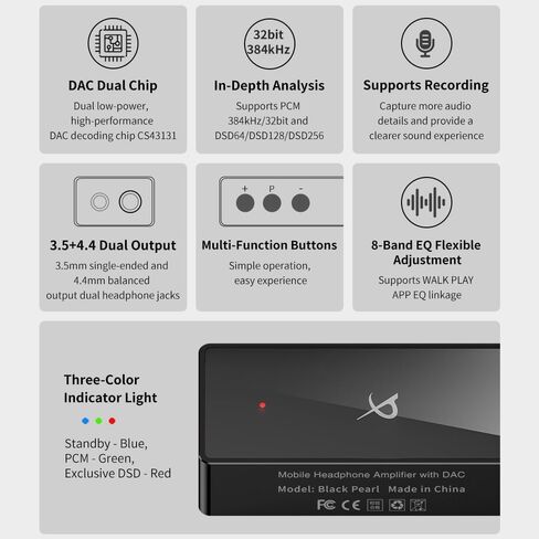 TRN Black Pearl Portable Hi-Fi Digital Audio Decoder 3.5+4.4 Output Dual CS43131 PCM 384kHz 32Bit DSD256 DAC Headphone Amplifier in Saudi Arabia