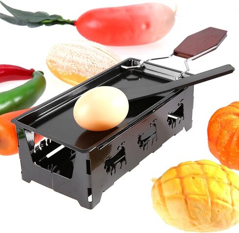 Portable Non Stick Cheese Raclette, Mini Baking Tray Stove Rotaster Baking Tray Stove with Wooden Handle, for Evenly Melting Cheese Indoors or Outdoors in Saudi Arabia
