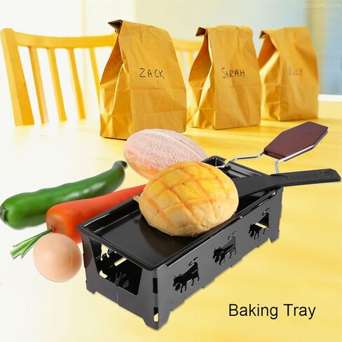 Portable Non Stick Cheese Raclette, Mini Baking Tray Stove Rotaster Baking Tray Stove with Wooden Handle, for Evenly Melting Cheese Indoors or Outdoors in Saudi Arabia