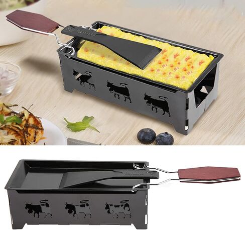 Portable Non Stick Cheese Raclette, Mini Baking Tray Stove Rotaster Baking Tray Stove with Wooden Handle, for Evenly Melting Cheese Indoors or Outdoors in Saudi Arabia