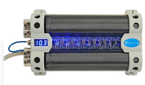 Rockville RFC50F v2 50 Farad Car Audio Capacitor w/Blue Voltage Display & RWK01 0 Gauge Car Amp Wiring Kit in Saudi Arabia