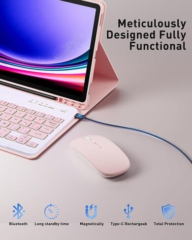 TUNKARMOR Case Keyboard for Samsung Galaxy Tab A9+ / A11+ Plus 2023/2025 11 Inch - Mouse and Detachable Magnetic Keyboard, Slim Case with S Pen Holder, Auto Sleep/Wake (Black) in Saudi Arabia